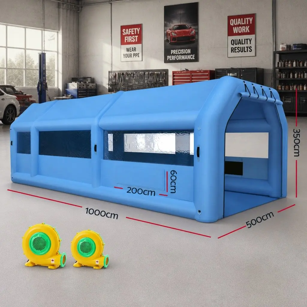 Inflatable Spray Paint Booth Tent 10x5x3.5m Professional Garage Workstation Navy Blue