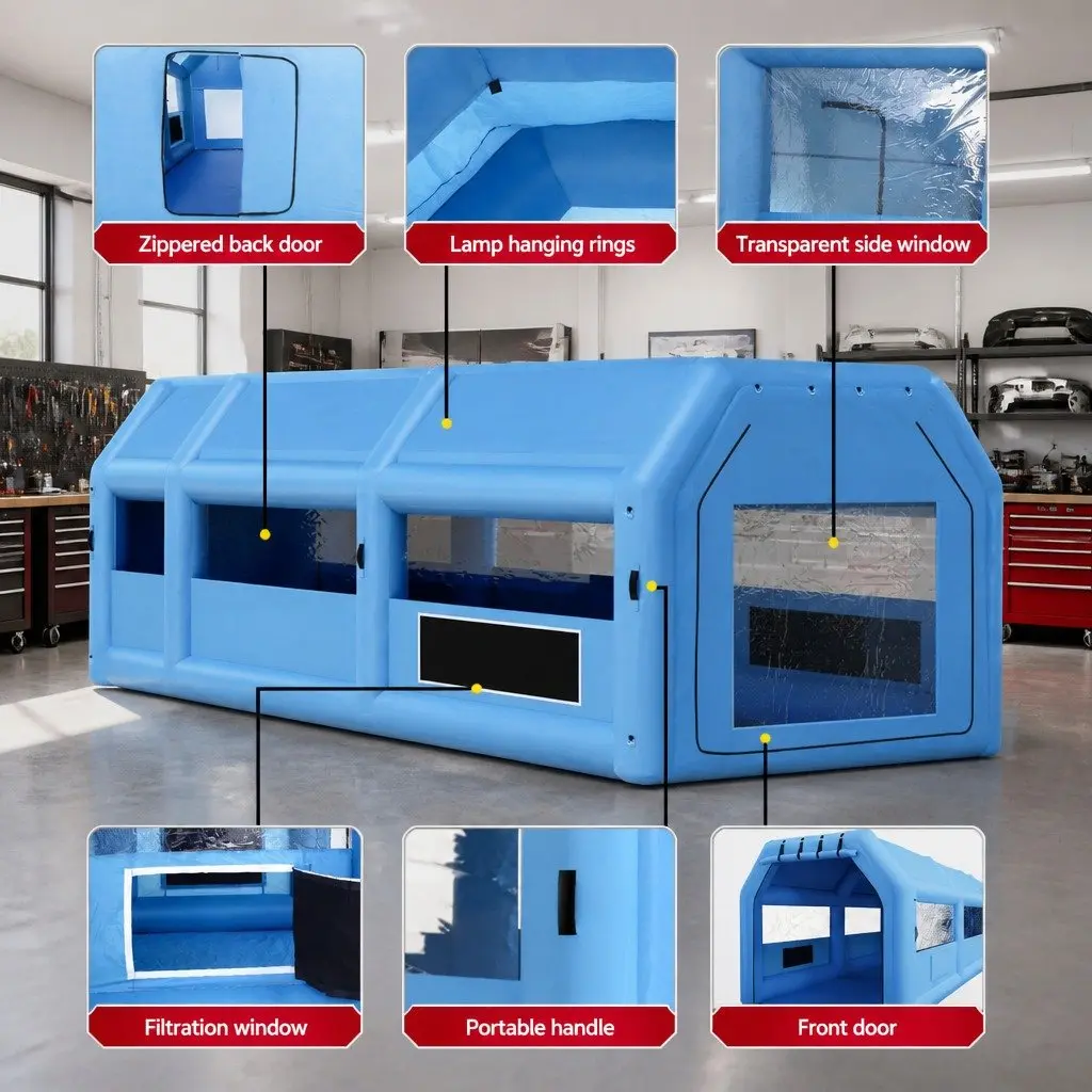 Inflatable Spray Paint Booth Tent 10x5x3.5m Professional Garage Workstation Navy Blue