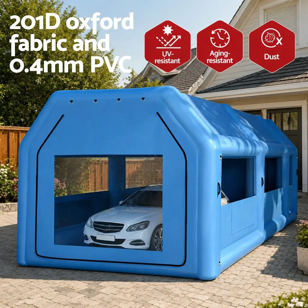 Inflatable Spray Paint Booth Tent 10x5x3.5m Professional Garage Workstation Navy Blue