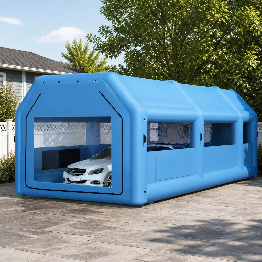 Inflatable Spray Paint Booth Tent 10x5x3.5m Professional Garage Workstation Navy Blue
