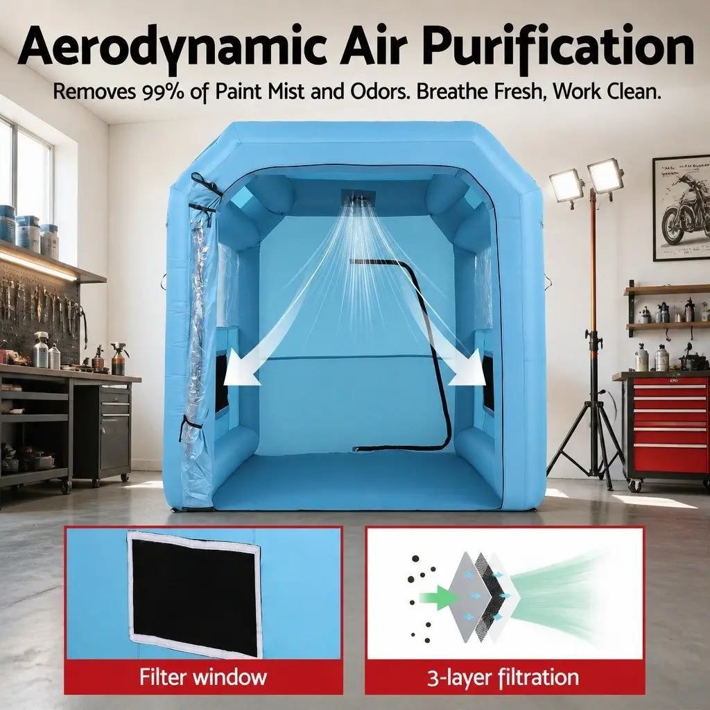 Inflatable Paint Booth 2.5x2.5x3M Spray Booth Blue