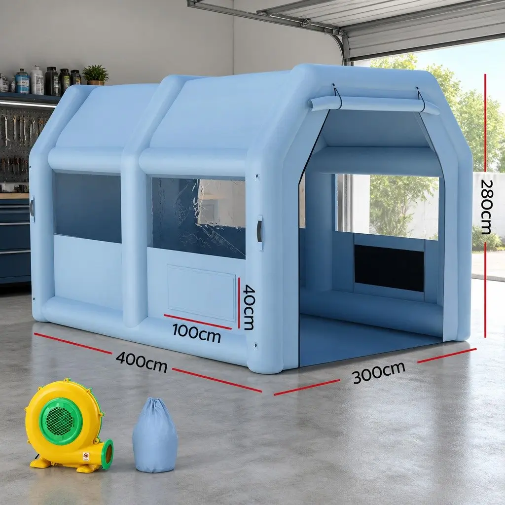 Inflatable Spray Paint Booth 4x3m Automotive Painting Tent Blue