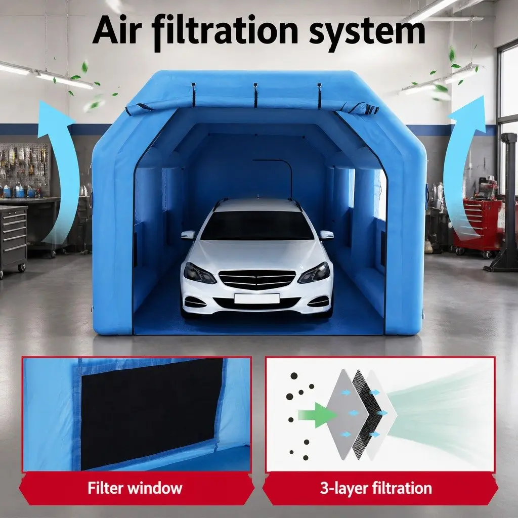 Inflatable Paint Booth Spray Tent 8.5x4.8m Navy Blue