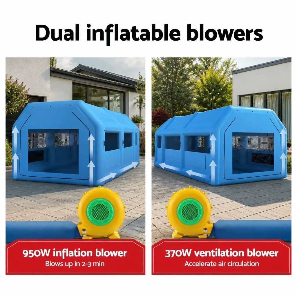 Inflatable Paint Booth Spray Tent 8.5x4.8m Navy Blue