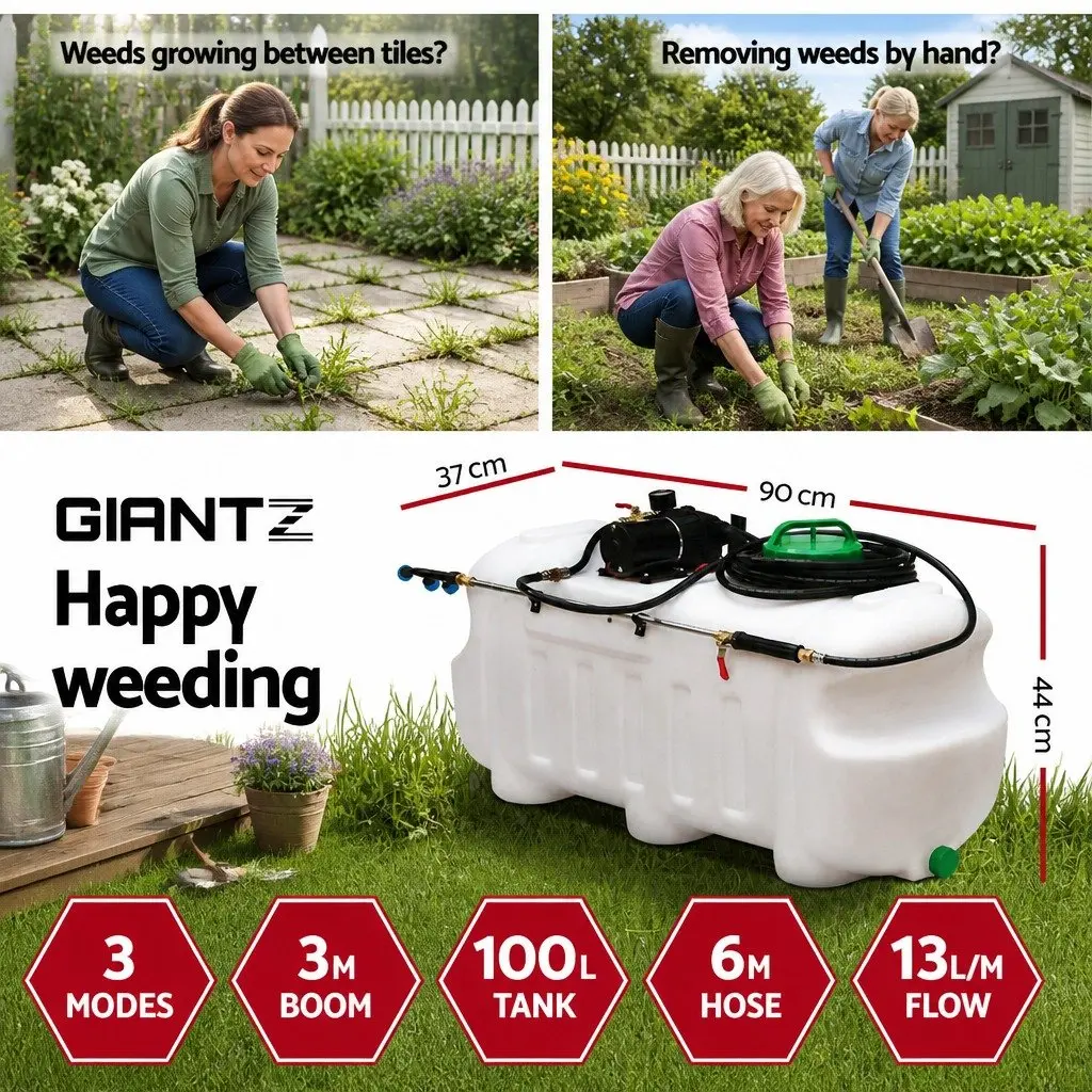 Weed Sprayer 100L Tank 3M Boom ATV Garden Spray Pesticide Herbicide Black