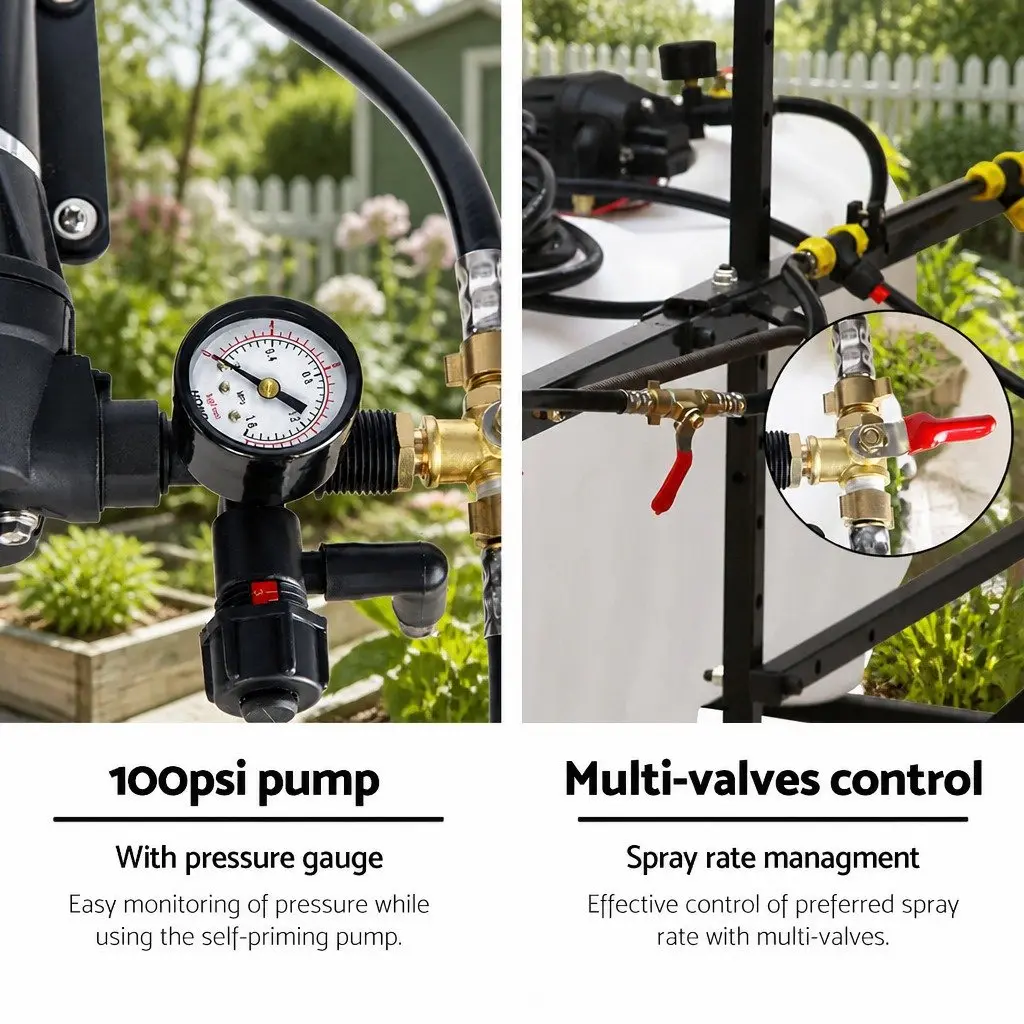Weed Sprayer 100L Tank 3M Boom ATV Garden Spray Pesticide Herbicide Black