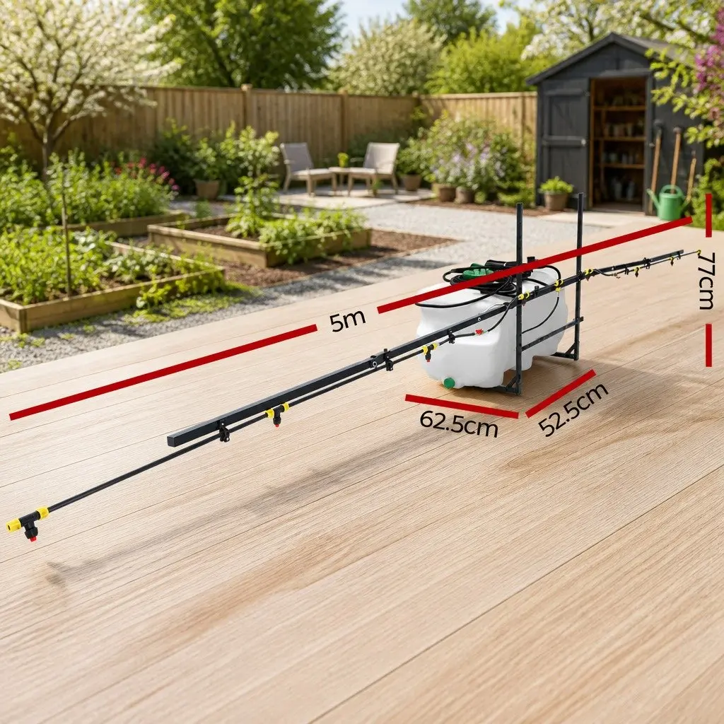 100L Weed Sprayer 5M Boom Garden Spray Tank 12V Pump ATV Quad Bike Mower Mount White Black