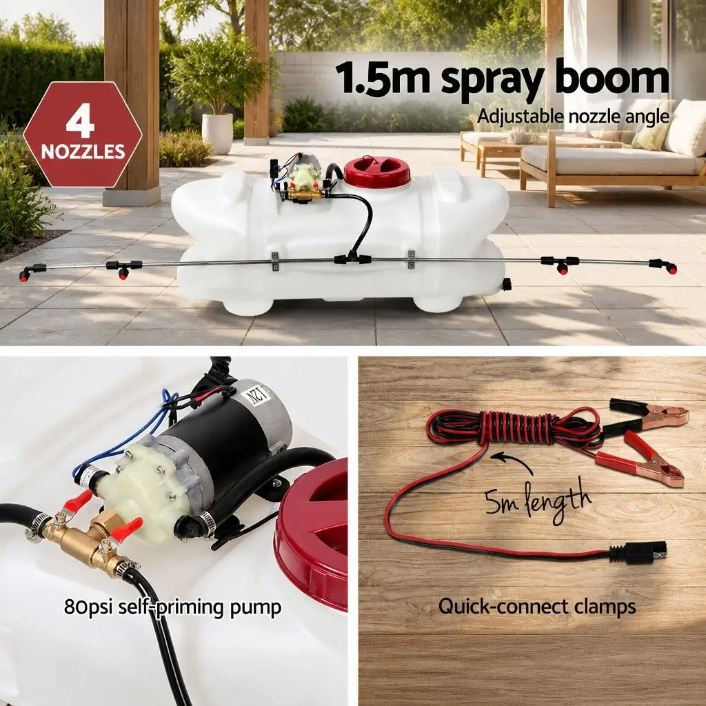 100L ATV Weed Sprayer Garden Spray Tank 1.5M Black Mounted Quad Bike