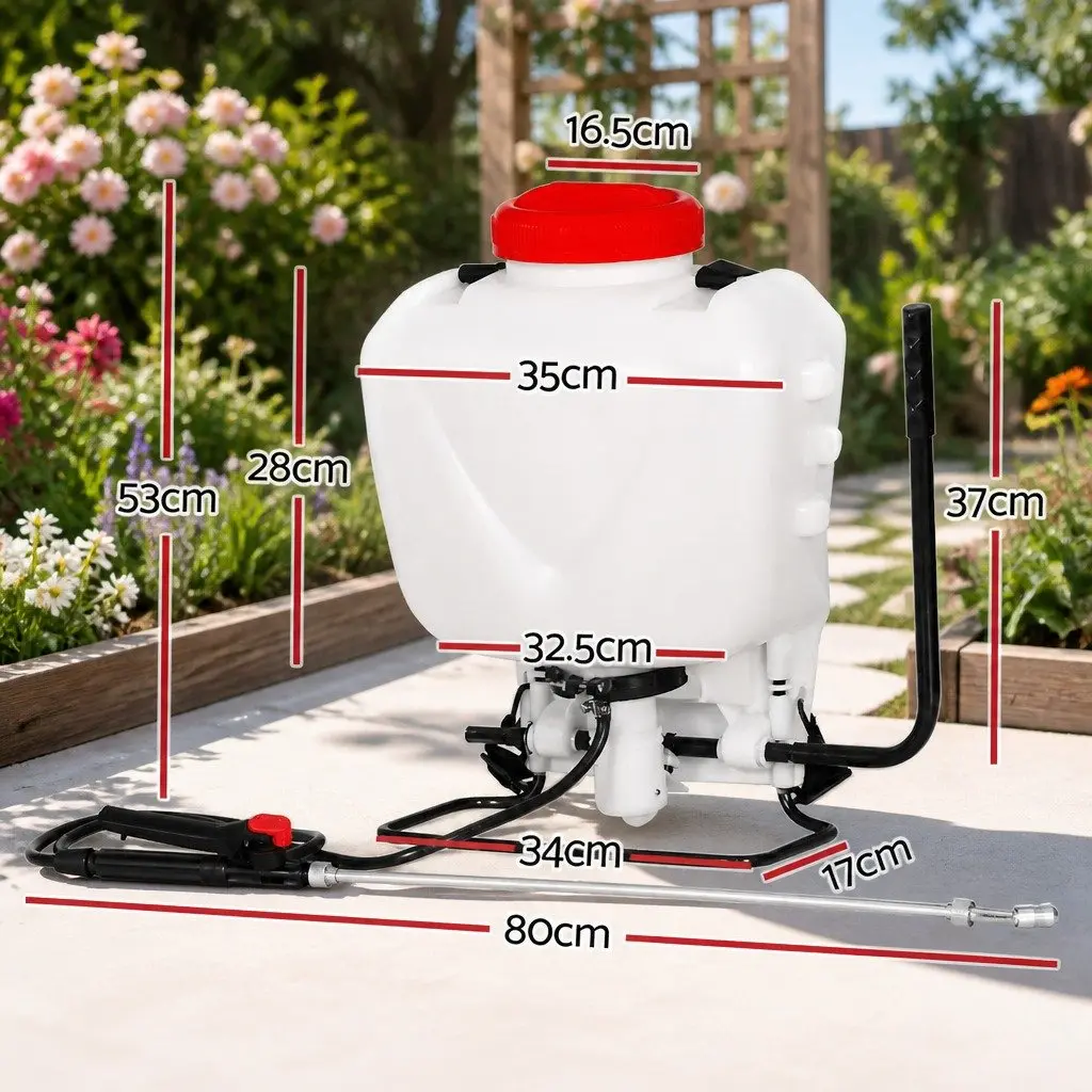 15L Backpack Sprayer Garden Spray Pump Pesticide Herbicide Four Nozzles White Red