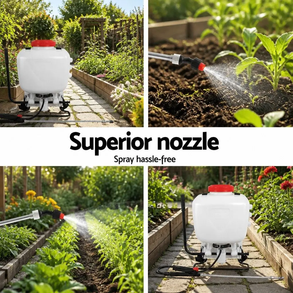 15L Backpack Sprayer Garden Spray Pump Pesticide Herbicide Four Nozzles White Red