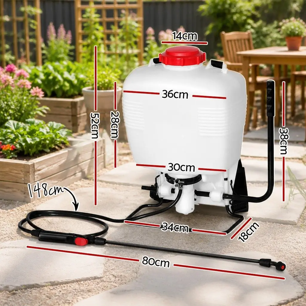 15L Backpack Sprayer Weed Control Garden Herbicide Pesticide White Red