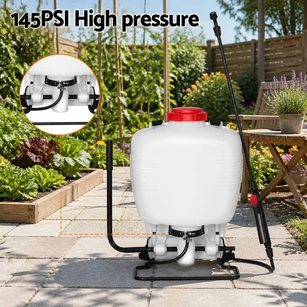 15L Backpack Sprayer Weed Control Garden Herbicide Pesticide White Red