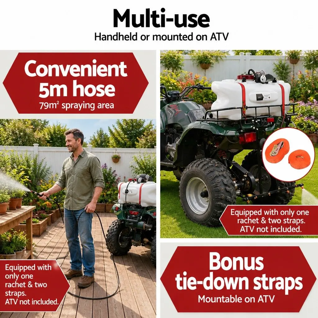 Weed Sprayer 60L Tank 12V Pump Garden Boom Spray Equipment Black