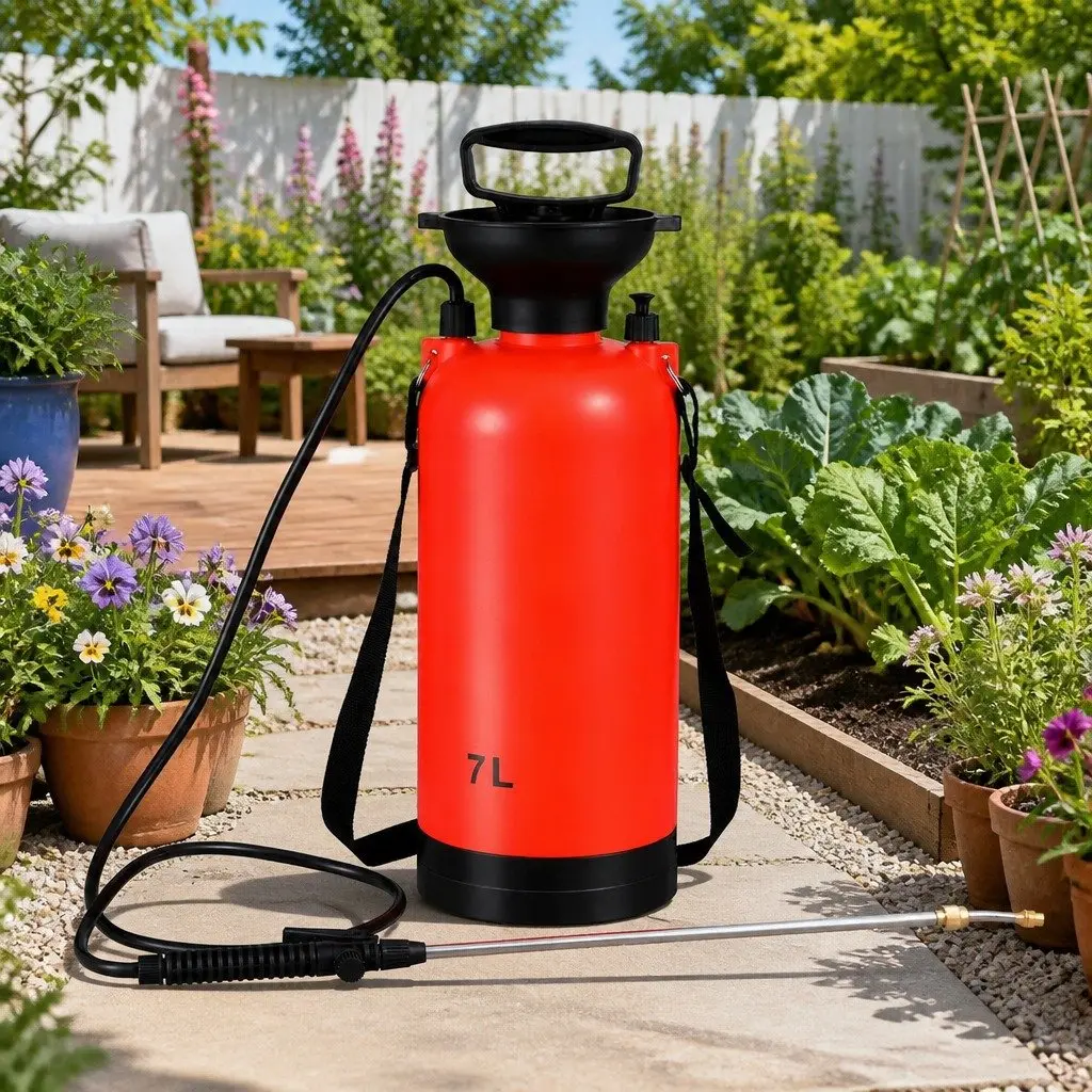 7L Pressure Sprayer Garden Spray Tank Weed Herbicide Pesticide Cleaning Orange Black