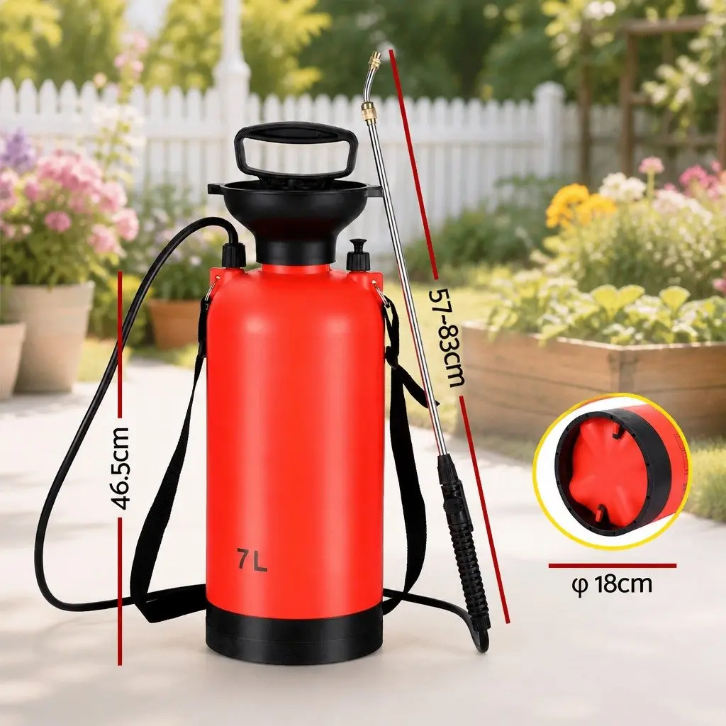 7L Pressure Sprayer Garden Spray Tank Weed Herbicide Pesticide Cleaning Orange Black