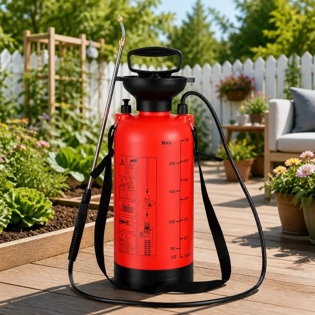 7L Pressure Sprayer Garden Spray Tank Weed Herbicide Pesticide Cleaning Orange Black