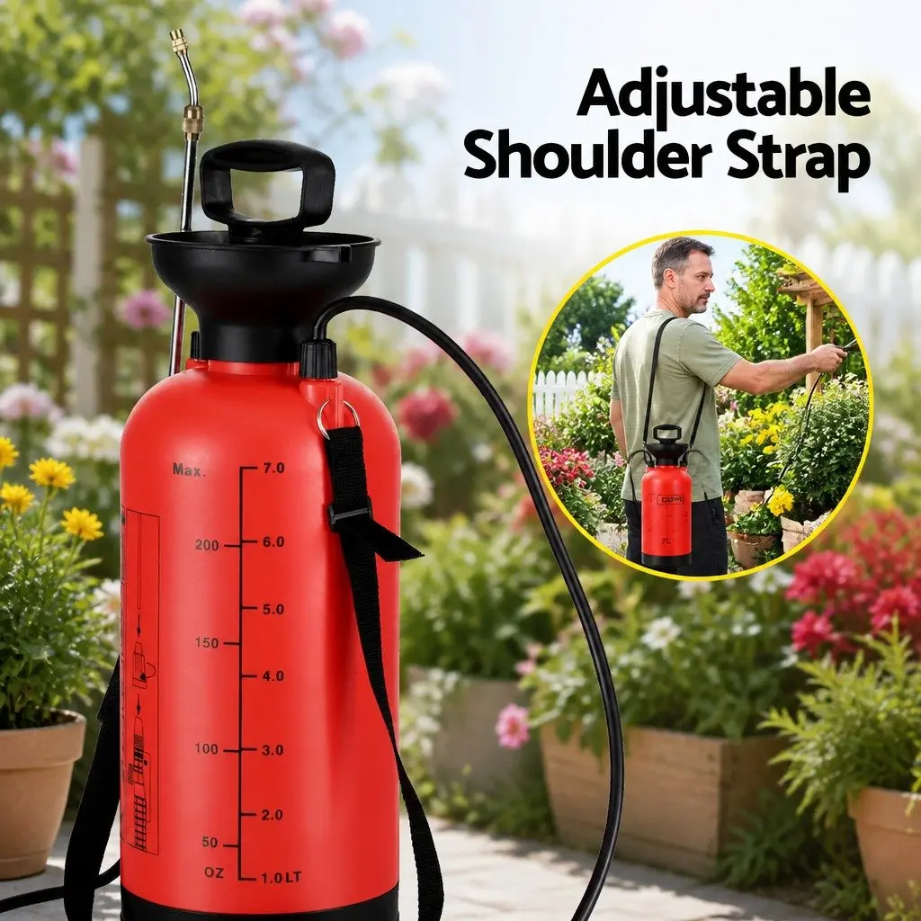 7L Pressure Sprayer Garden Spray Tank Weed Herbicide Pesticide Cleaning Orange Black