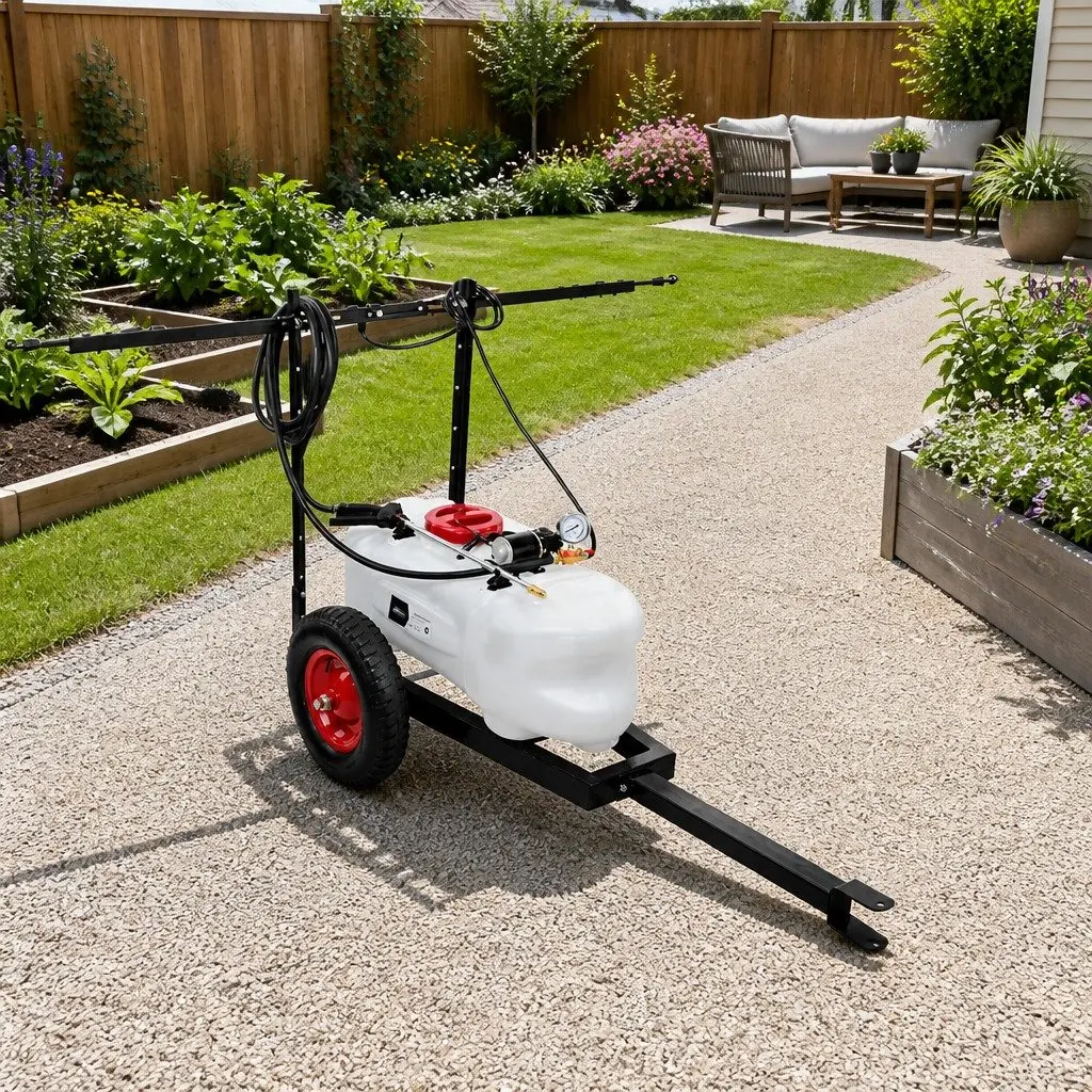 100L ATV Weed Sprayer Trailer 1.5M Boom Spray Gun Garden Herbicide Equipment White