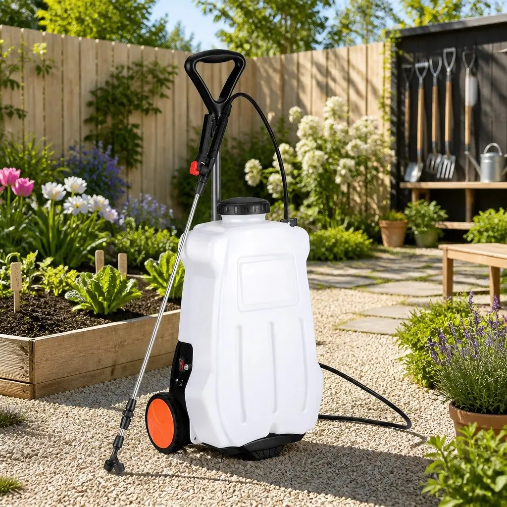 Electric Backpack Sprayer 20L Tank Garden Herbicide Pesticide Trolley White Black