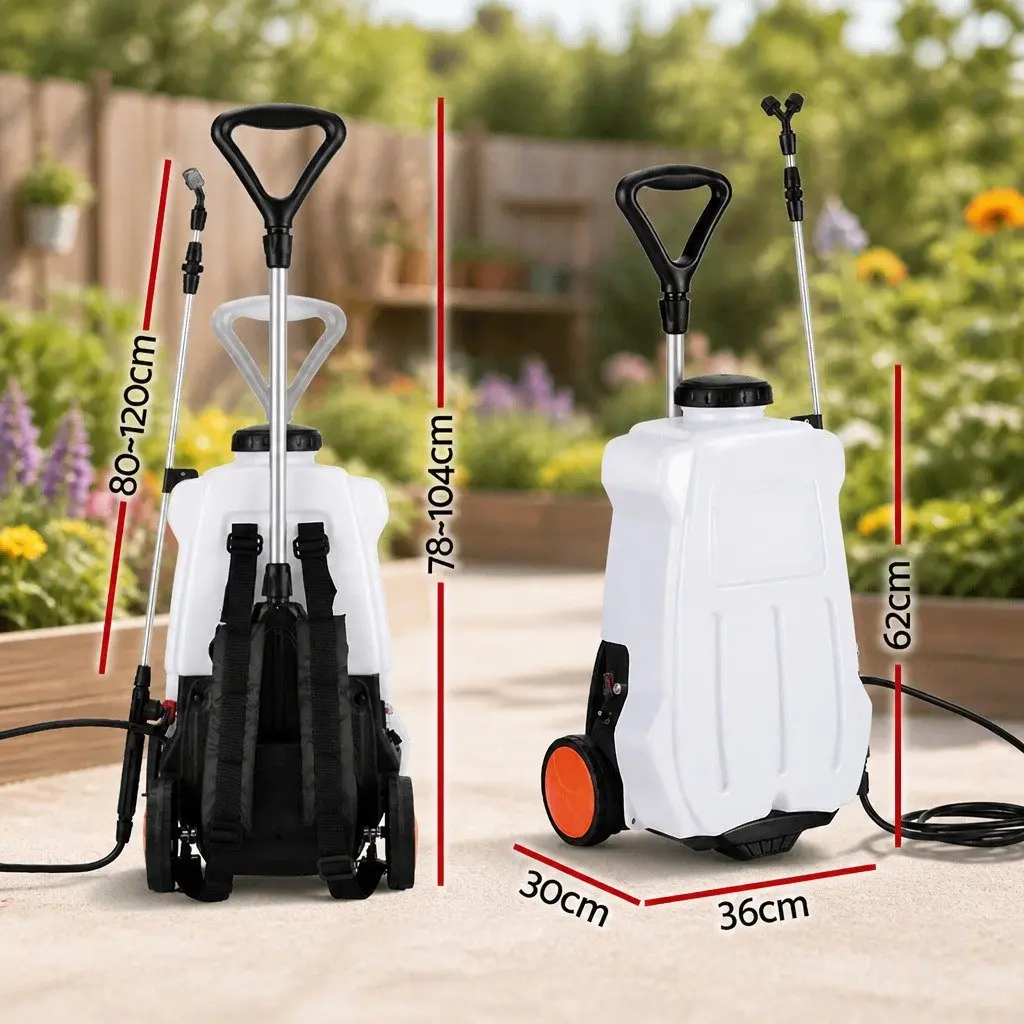Electric Backpack Sprayer 20L Tank Garden Herbicide Pesticide Trolley White Black