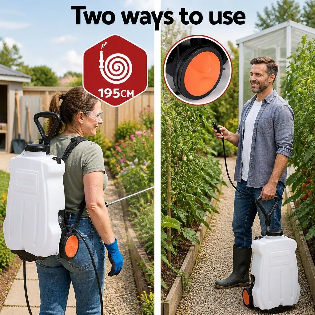 Electric Backpack Sprayer 20L Tank Garden Herbicide Pesticide Trolley White Black