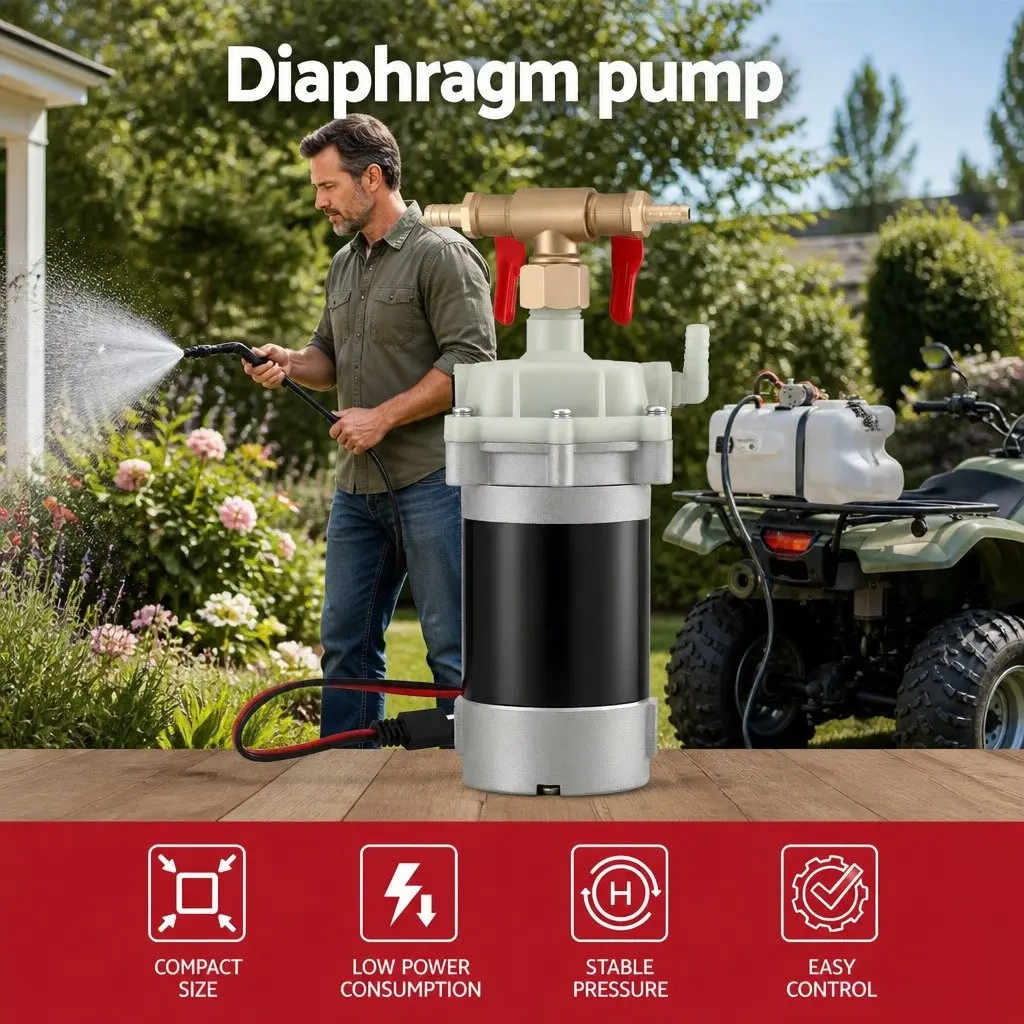 12V Garden Pump Sprayer Diaphragm Pressure Sprayer for Lawn Weed Spraying Black 24.5 x 10.5 cm