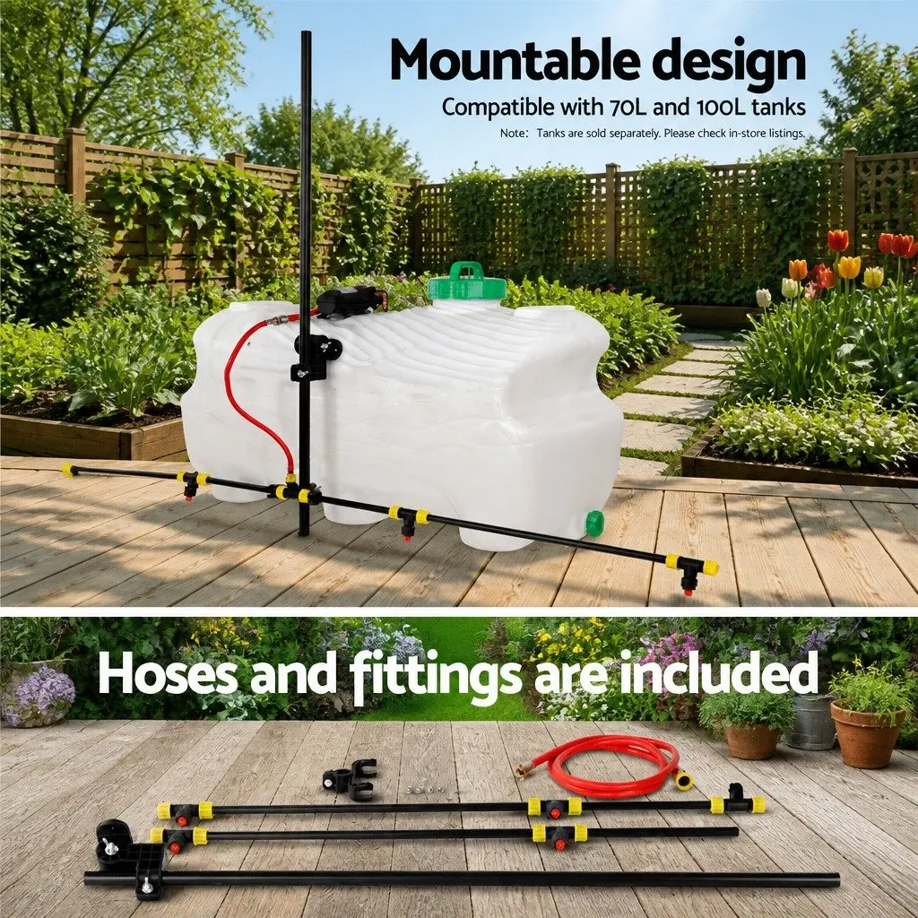Adjustable Spray Boom Herbicide Sprayer 151cm Width 4 Nozzles Black