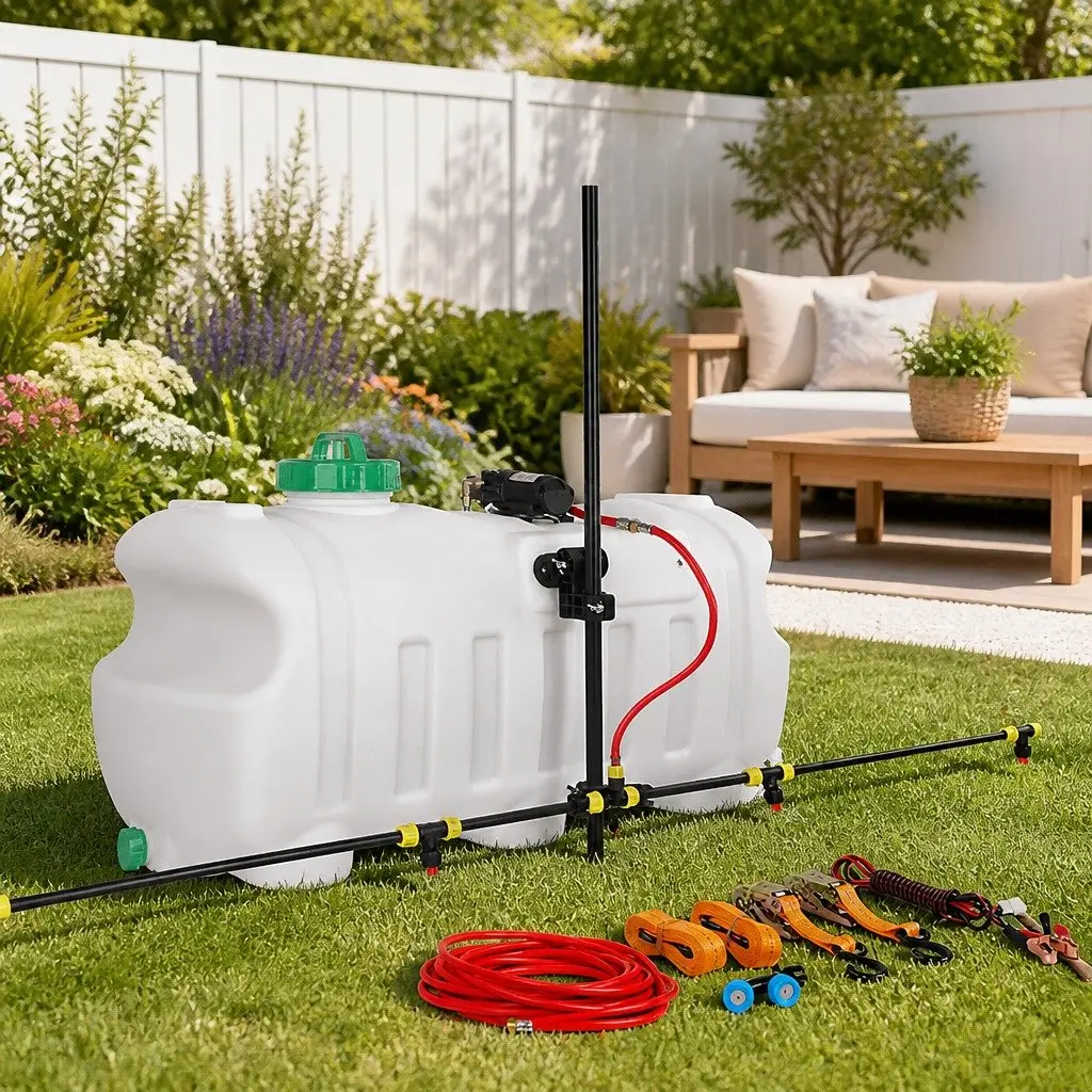 Weed Sprayer 100L Tank Adjustable Boom 12V Garden Spray ATV Quad Mounted White