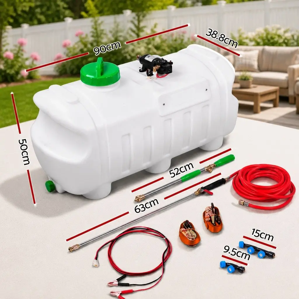 Weed Sprayer 100L Tank Adjustable Boom 12V Garden Spray ATV Quad Mounted White