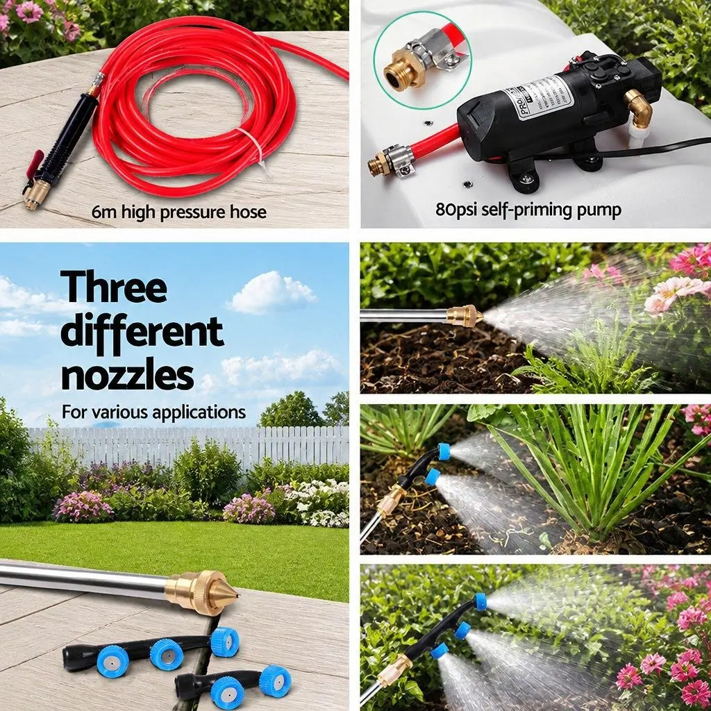 Weed Sprayer 100L Tank Adjustable Boom 12V Garden Spray ATV Quad Mounted White