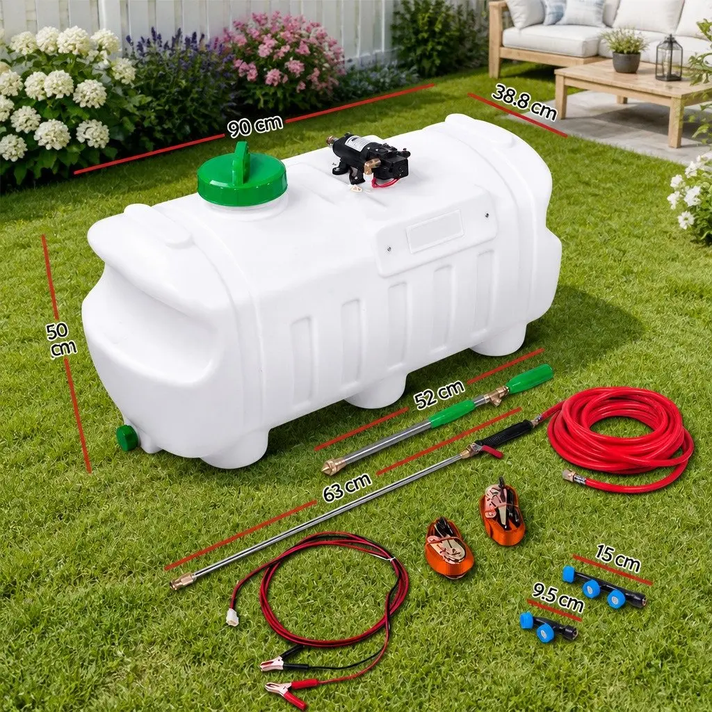 Weed Sprayer 100L Tank Adjustable Boom 12V Garden Spray ATV Quad Mounted White