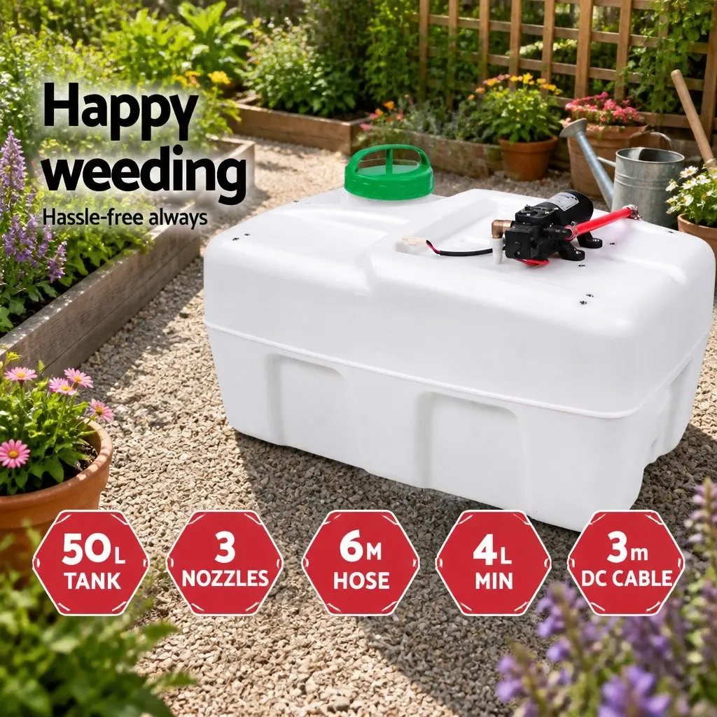 50L ATV Weed Sprayer Electric Garden Spray Gun Tank with 3 Nozzles Black