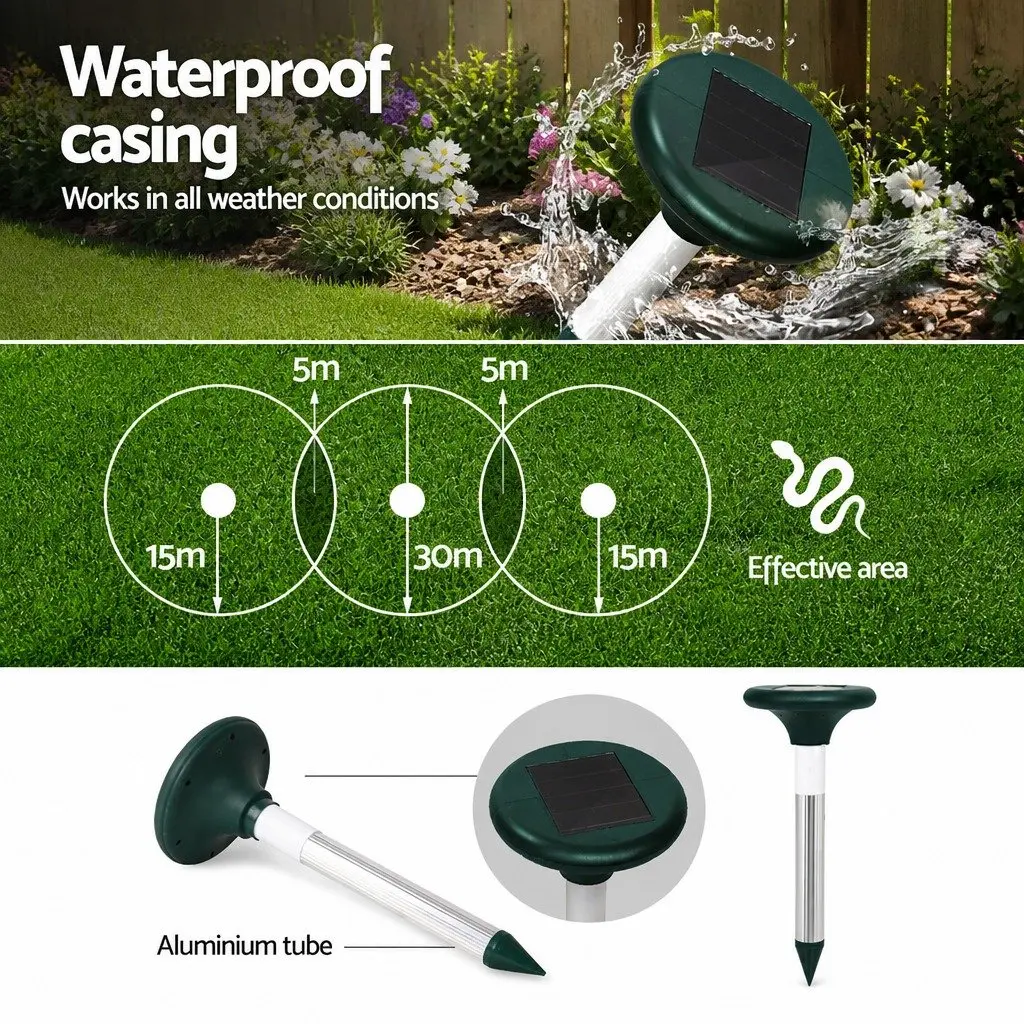 Solar LED Snake Repeller Set Pest Deterrent 12 Piece Garden Yard Black