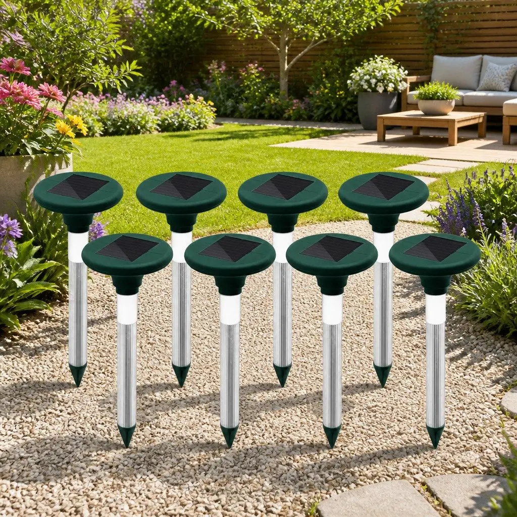 Solar Snake Repeller 8 Piece Ultrasonic Pest Deterrent Green