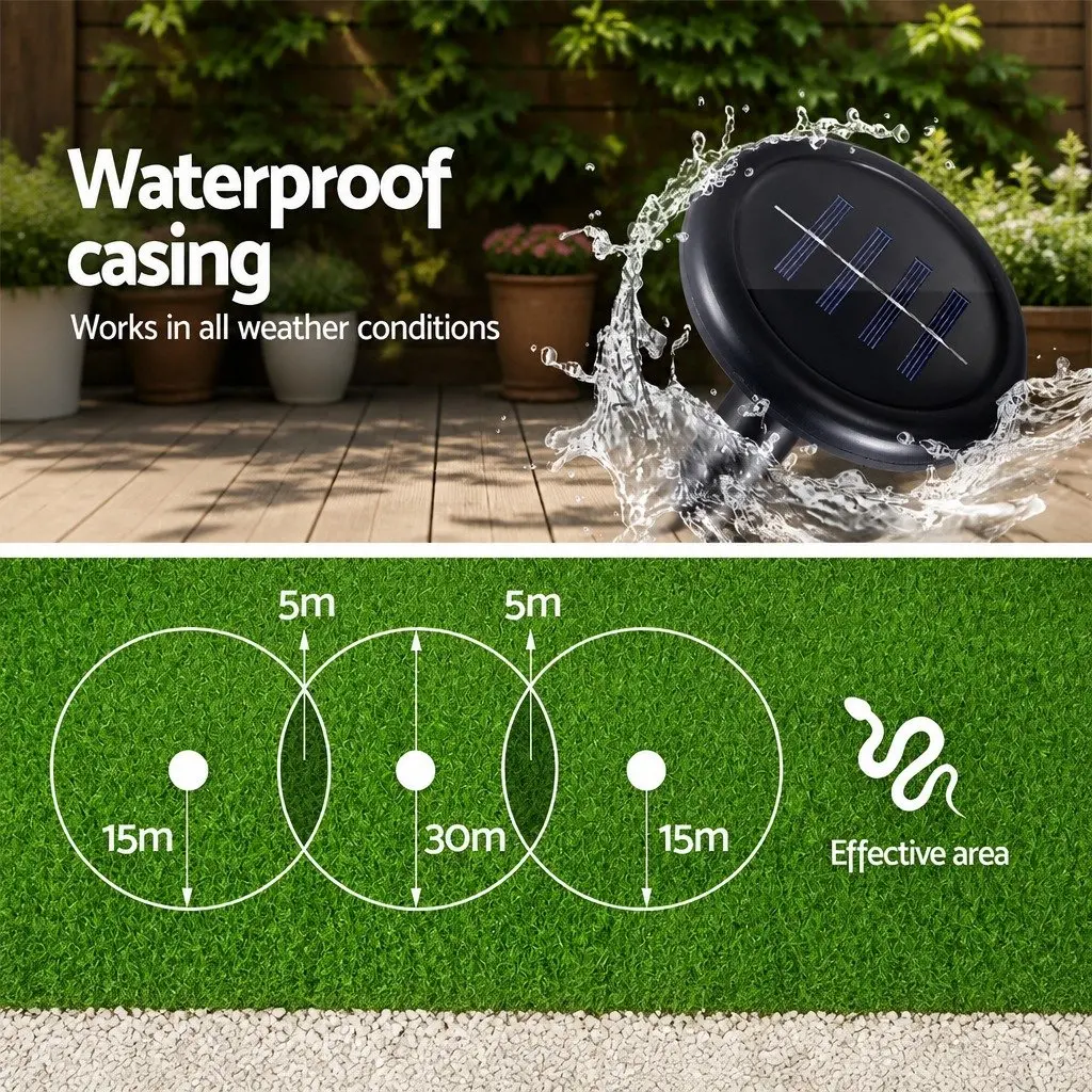 Snake Repeller Ultrasonic Solar Powered 12 Pieces Garden Yard Farm Orchard Black