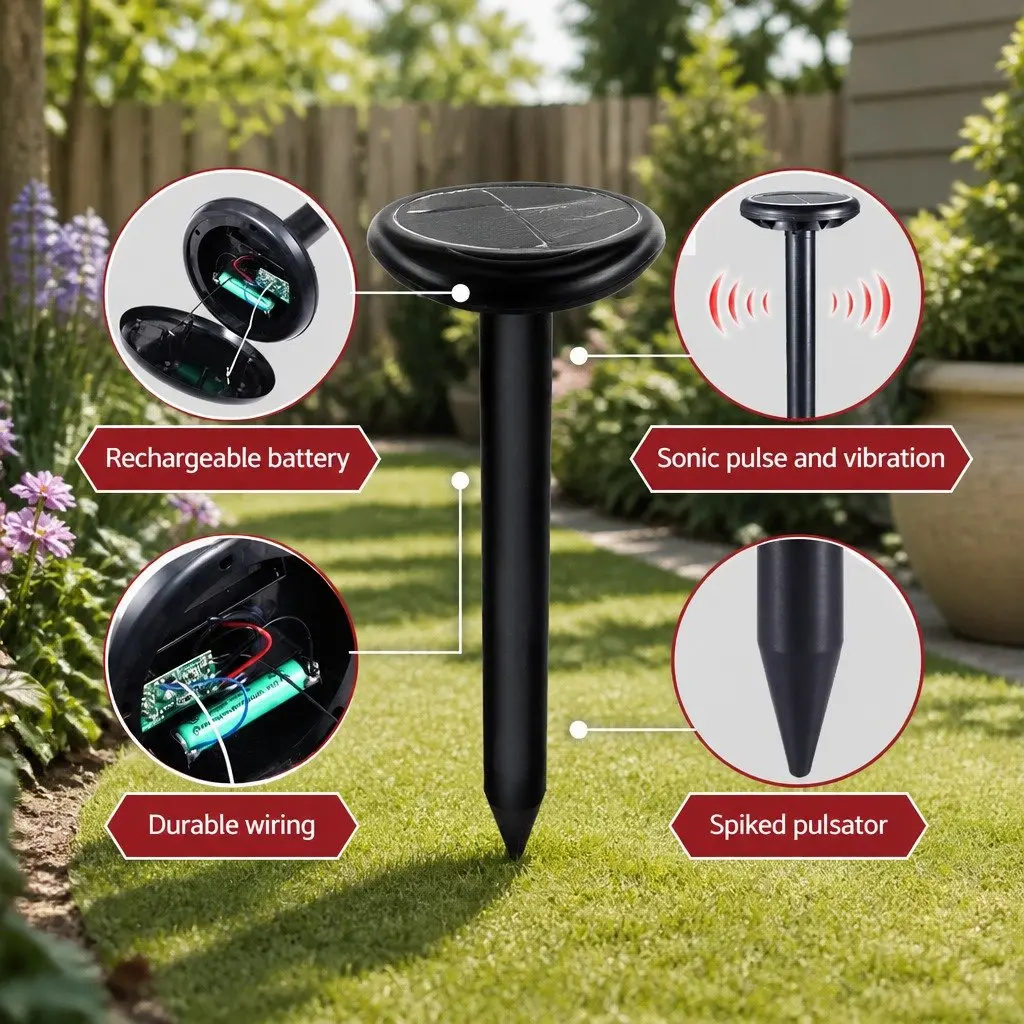 Snake Repeller Solar Powered Ultrasonic 4 Pack Garden Yard Pest Control