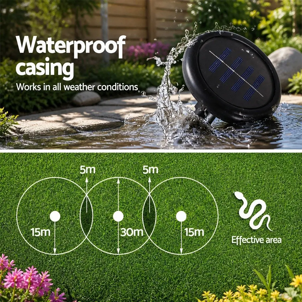 Snake Repeller Solar Powered Ultrasonic 4 Pack Garden Yard Pest Control