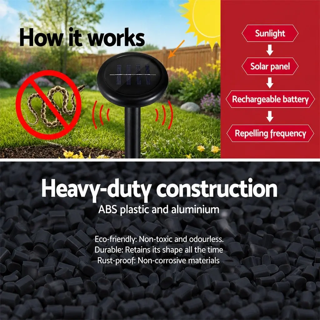 Snake Repeller Ultrasonic Solar Powered 6 Piece Garden Yard Farm Orchard