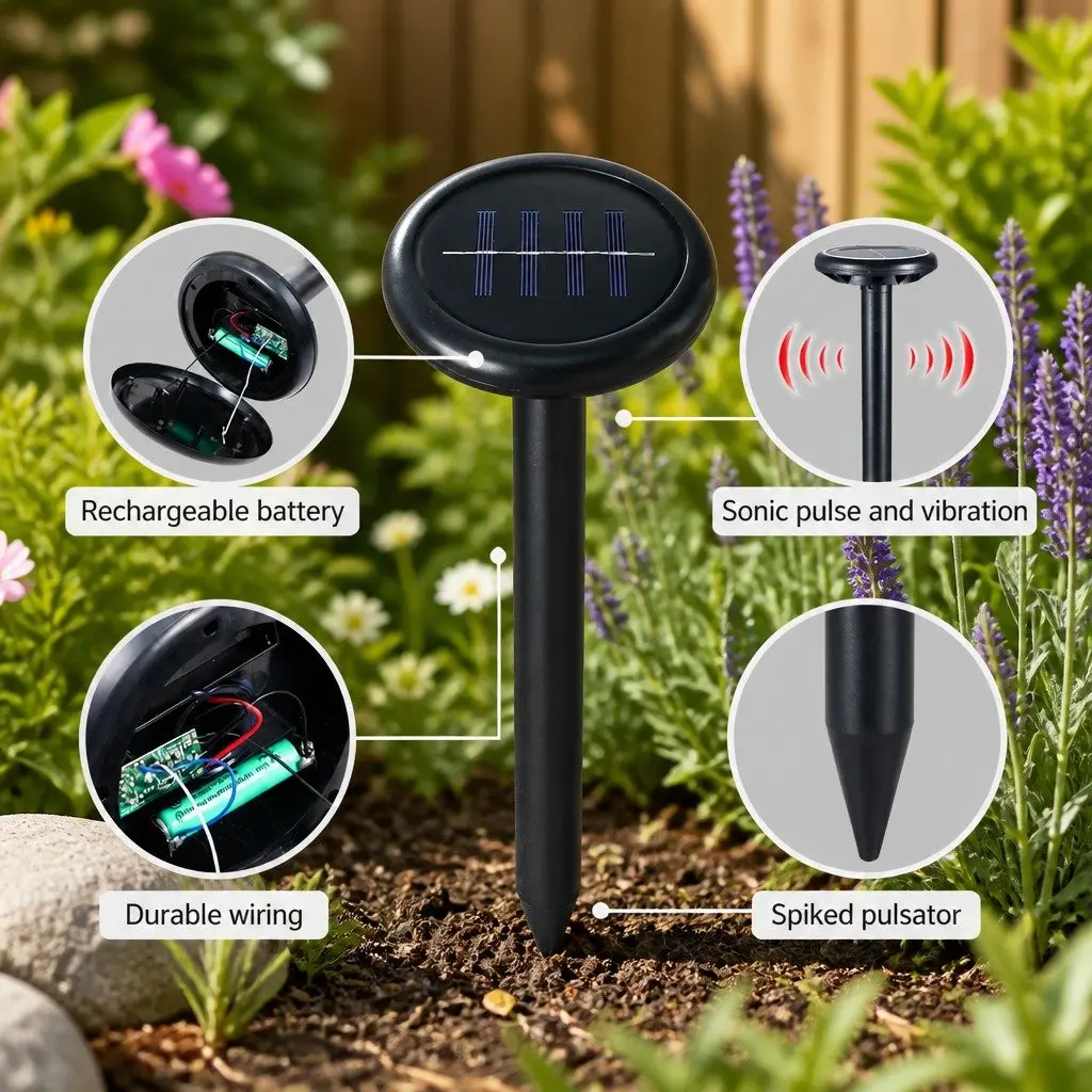 Snake Repeller Ultrasonic Solar Powered 6 Piece Garden Yard Farm Orchard