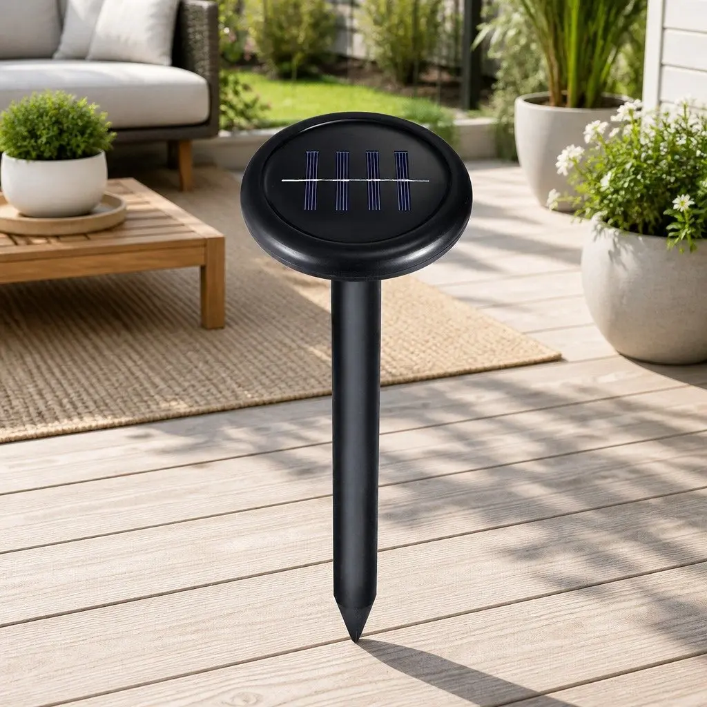 Ultrasonic Snake Repeller 8 Piece Solar Powered Pest Control Device Black