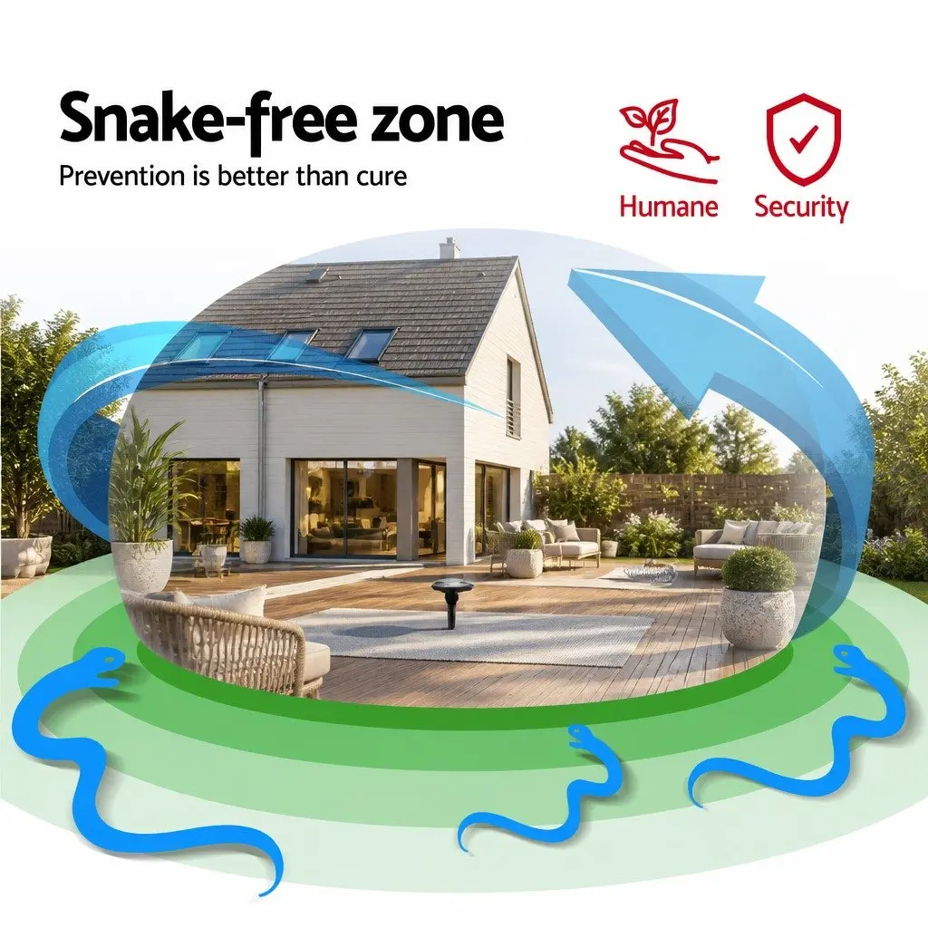 Ultrasonic Snake Repeller 8 Piece Solar Powered Pest Control Device Black