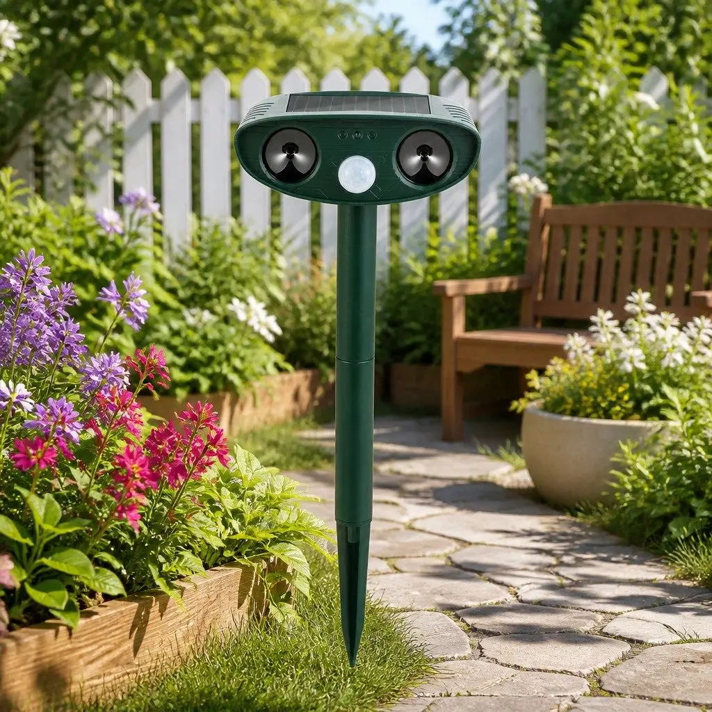 Ultrasonic Snake Repeller Motion Sensor Solar Powered Green 15cm x 10cm x 6cm