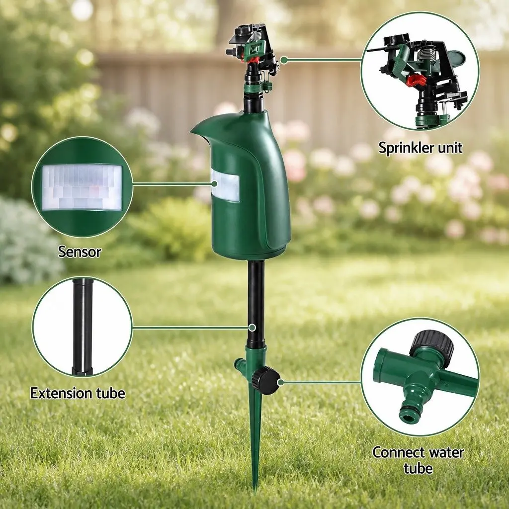Outdoor Water Sprinkler Animal Deterrent Motion Sensor Green