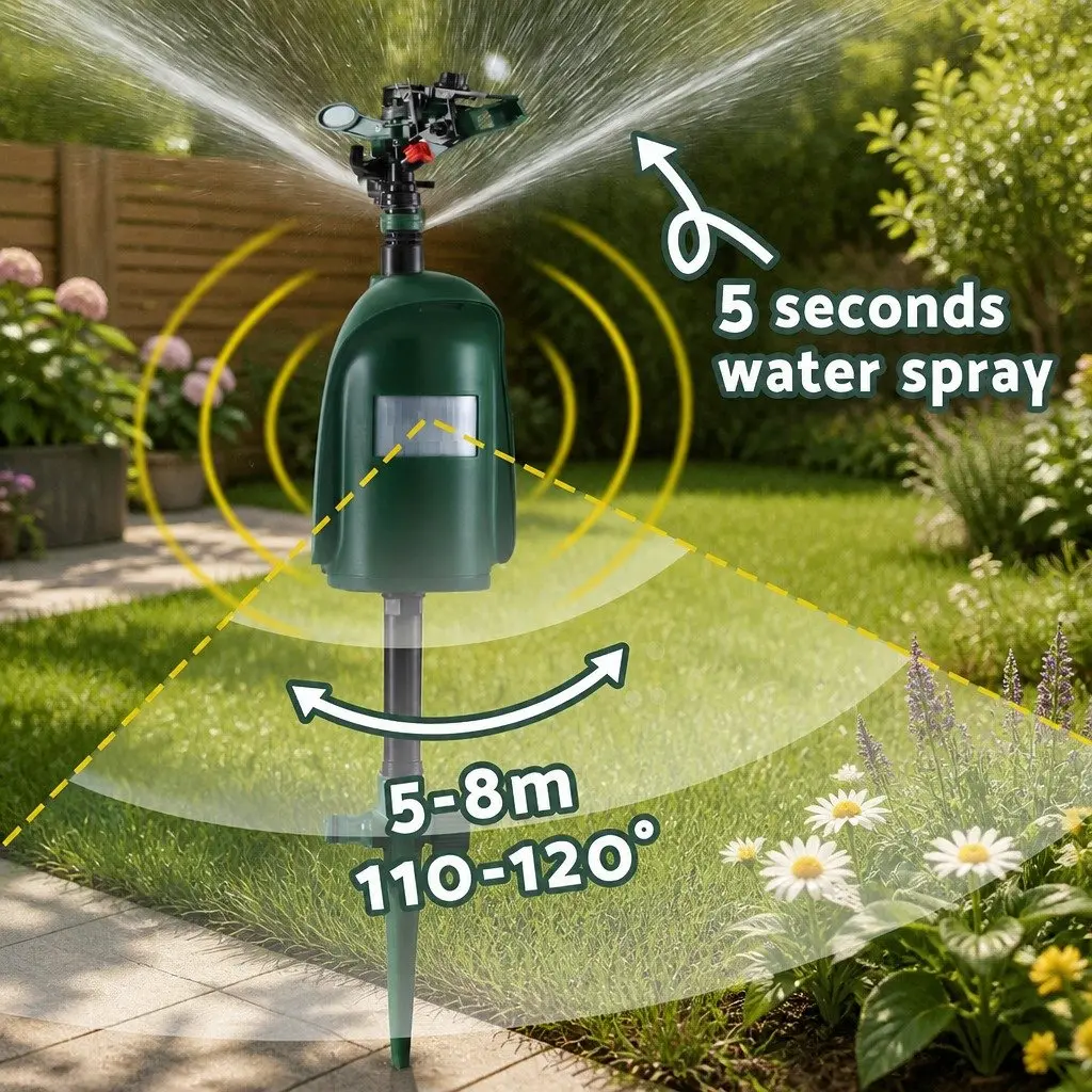 Outdoor Water Sprinkler Animal Deterrent Motion Sensor Green