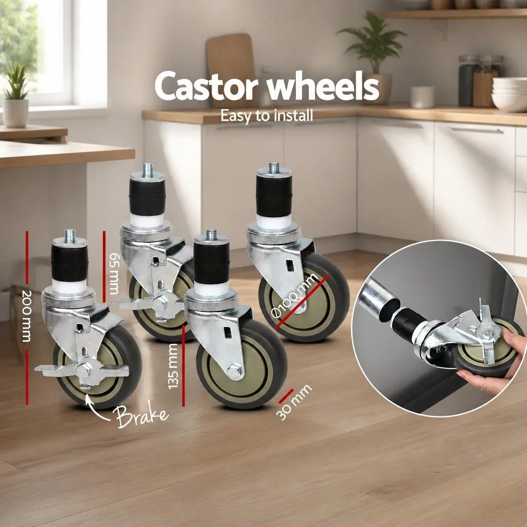 Stainless Steel Kitchen Work Table with Lockable Wheels