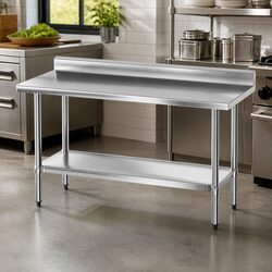 Quality Stainless Steel Kitchen Bench with Splashback