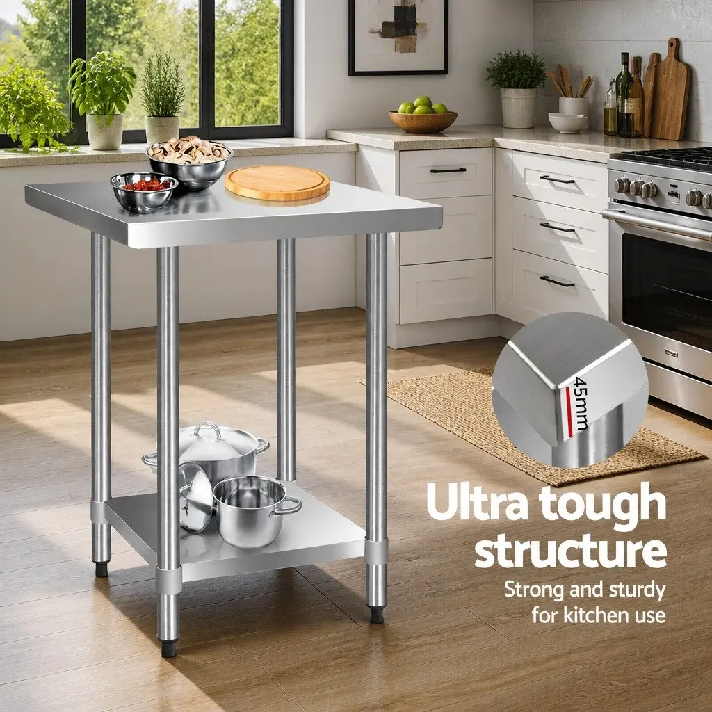Stainless Steel Kitchen Work Table Food Prep 760x760mm Silver