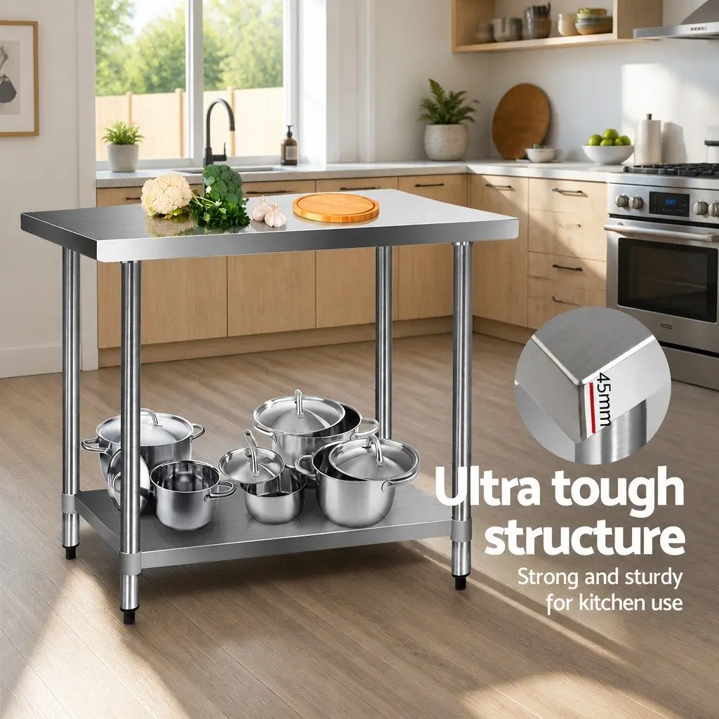 Stainless Steel Work Bench Kitchen Prep Table 1219x610mm Silver