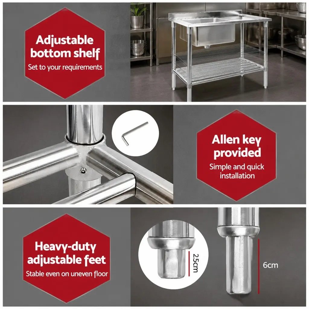 Stainless Steel Sink Bench for Food Prep