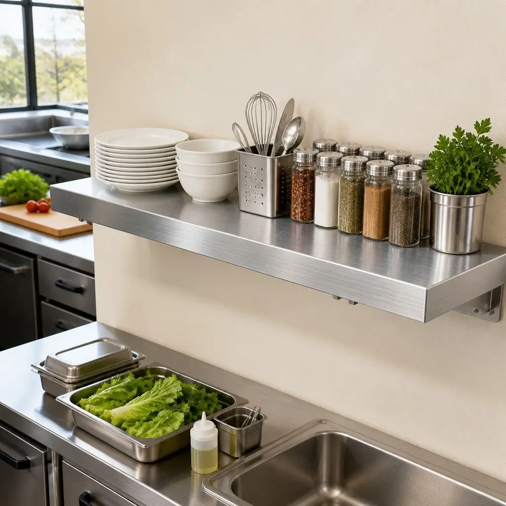 Wall Shelf Stainless Steel Kitchen Storage Rack 1200x300mm Silver
